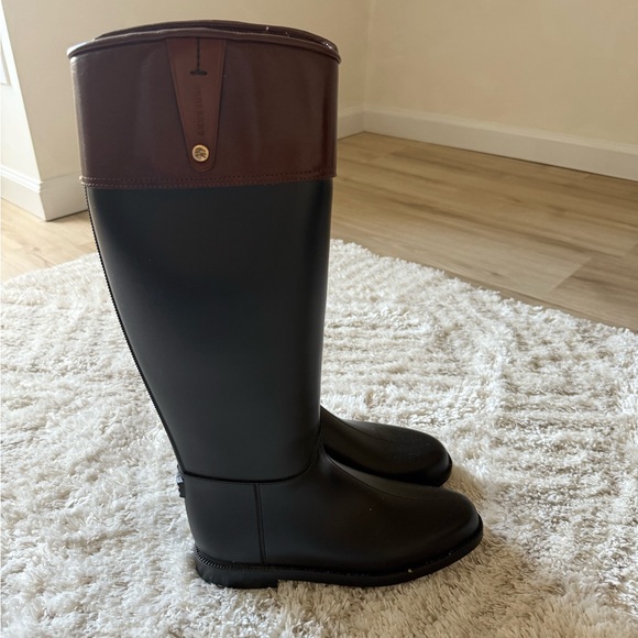 Burberry Black and Brown Tall Rain Boots - Picture 3 of 6